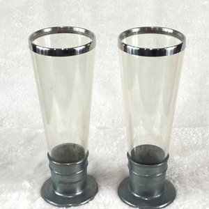 Snap On tools set of two beer mug beverage tumbler silver, gray, clear thick pla